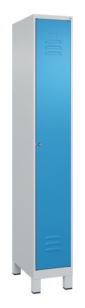 C+P Umkleidespind Classic PLUS, Füße, 1950x300x500mm, 7035/5012, Zylinderschloss, 080010-10 S10019