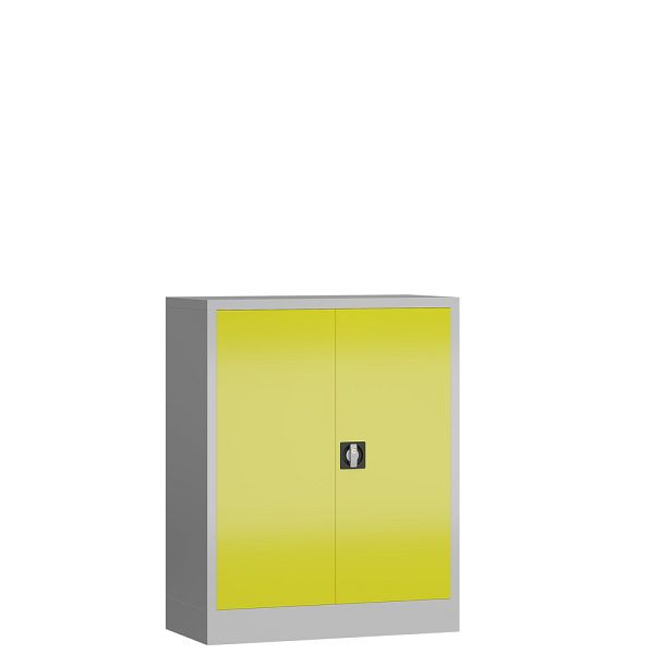 Lüllmann ClassiX Flügeltürenschrank, 1000 x 800 x 380 mm, lichtgrau/zinkgelb, X-530316