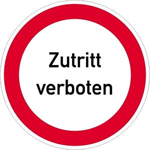 Moedel Zutritt verboten, Textschild, Alu, Ø 200 mm, 58916