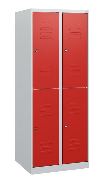 C+P Doppelstöckiger Spind Classic PLUS, 2 Abteile, 1530x600x500mm, 7035/3020, Zylinderschlösser, 0803005-20 S10028