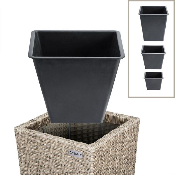 casaria Polyrattan Blumentopf 3er-Set Creme, 106646, 4251779119660