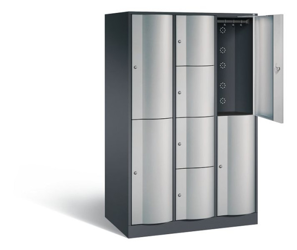 C+P XL-Kombi-Schließfachschrank Resisto, H1950xB1148xT640mm, Farbe: Schwarzgrau / Weißaluminium, 8070-3732 S10014