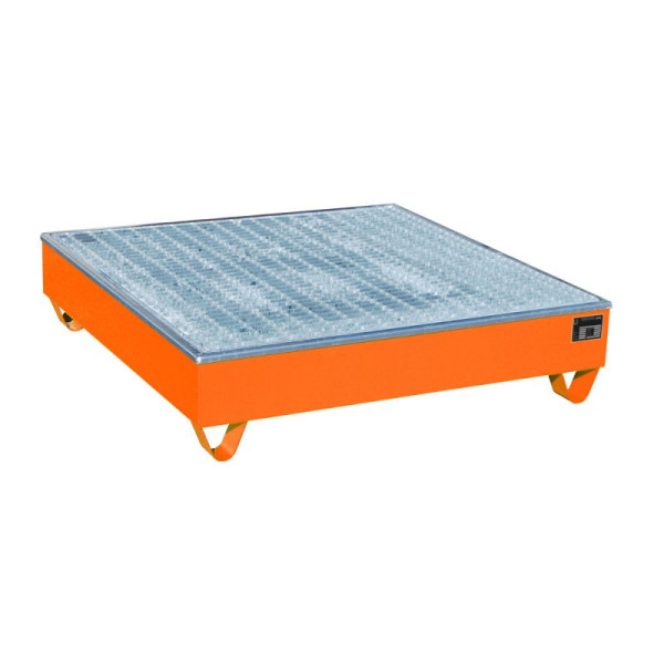 STEIN HGS Auffangwanne AW/PE, mit PE-Kunststoffeinsatz, 204 Liter, RAL 2000 gelborange, Gesamthöhe 290 mm, lackiert, 4 x 200 Liter Fass, 79188.0025