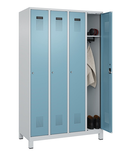 C+P Spind Evolo PLUS, mit Füßen, 4 Abteile, 1950x1200x500mm, 7035/0010, Verschluss Zylinderschloss, Ablageböden 4, 049010-40 S10036
