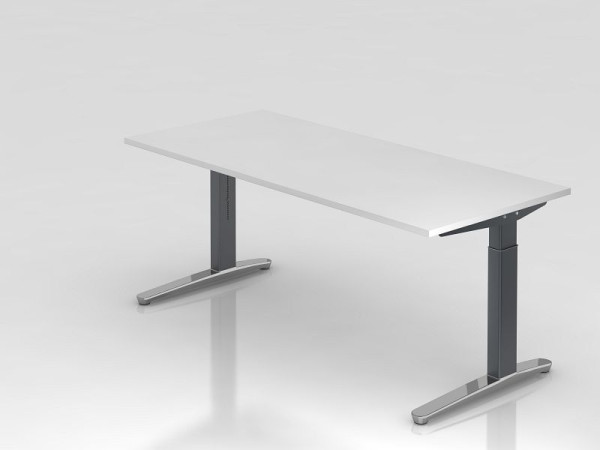Hammerbacher Schreibtisch C-Fuß 180x80cm Weiß/Graphit (Poliert), Rechteckform, VXB19/W/GC