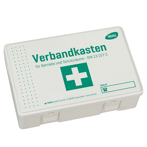 WERO Verbandkasten DIN 13157-C für Betriebe und Schutzräume, gefüllt, 200076