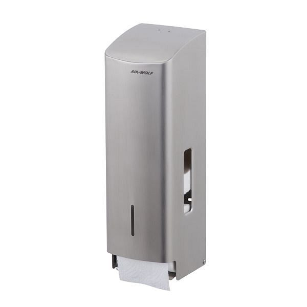 Air Wolf WC-Papierspender für 3 Haushaltsrollen, Serie Alpha, H x B x T: 377 x 119 x 130 mm, Edelstahl gebürstet, 60-104