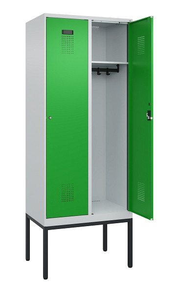C+P Spind Evolo PLUS, Gestell, 2 Abteile, 2120x800x500mm, 7035/6037, Verschluss Zylinderschloss, Ablageböden 2, 0490307-22 S10038