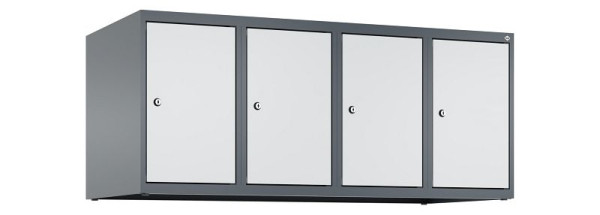 C+P Schrankaufsatz Classic PLUS, Aufsatzschrank, 7016/7035, Zylinderschlösser, 500x1200x500mm, 4 Abteile, 080090-40 S10028