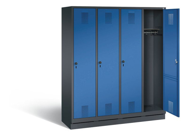 C+P Garderobenschrank Evolo, H1800xB1590xT500mm, Farbe: Schwarzgrau / Enzianblau, 48020-42 S10006