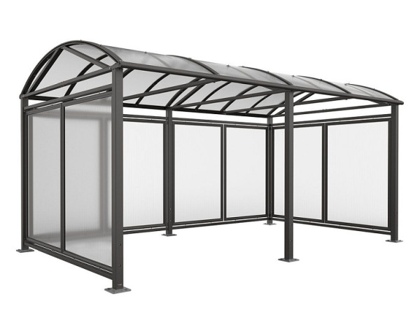 Procity Fahr- Und Motorrad Überdachung Vierkantrohr "L" All-In-One: Grundmodell + Erweiterung + Rückwand + Seitenverkleidung, Procity grau, 529083.GPRO