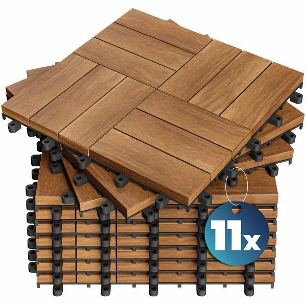 casaria Holzfliese Akazie Mosaik FSC®-zertifiziert, VE: 11er-Set 30x30cm, 993128