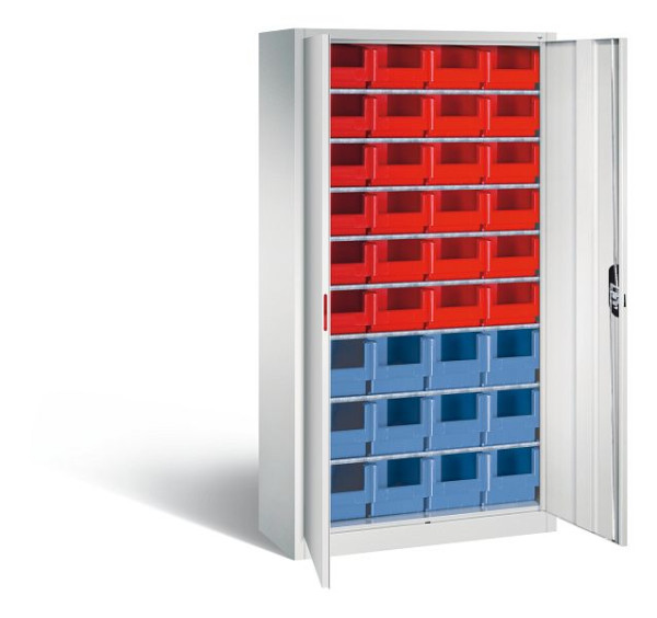 C+P Magazinschrank Serie 13, H1980xB1000xT420mm, Farbe: Lichtgrau, Muldengriff, 133144-23 S10028