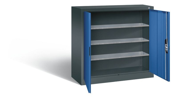 C+P Magazinschrank Serie 13, H1000xB1000xT420mm, Farbe: Anthrazitgrau / Enzianblau, Muldengriff, 133944-21 S10030