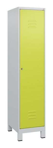C+P Umkleidespind Classic PLUS mit Mitteltrennwand, Füße, 1800x400x500mm, 7035/0024, Zylinderschloss, 0800107-12F S10025