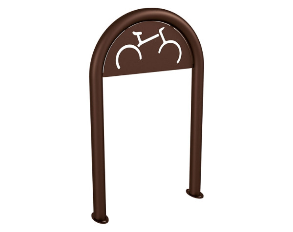 Procity Fahrradbügel in Büroklammerform Ø60 mm mit Fahrrad-Beschilderung - Auf Bodenplatten, RAL 8017, 291053.8017