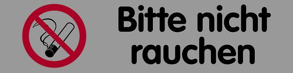 Schilder Klar Praxisbewährtes Verbotskennzeichen Bitte nicht rauchen mit Symbol, 160x40x1 mm Kunststoff, 45096/72