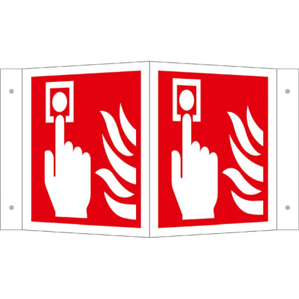 Stein HGS Winkel- und Fahnenschild, Brandmelder (manuell), 200 x 200 mm / Winkelschild, Alu, 15.a5158