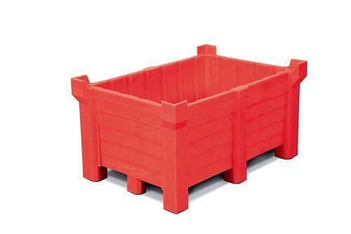 DENIOS Stapelbehälter aus Polyethylen (PE), 300 Liter Inhalt, 280 Liter Auffangvolumen, geschlossen, rot, 185817