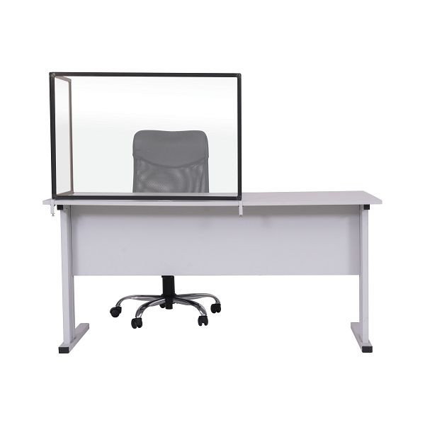 Bi-Office Duo Trennwand, Spritzschutz Acryl, zwei Tafeln, Winkel der zweiten Tafel einstellbar, Aluminiumrahmen schwarz, 90x60cm und 45x60cm, AC03209151