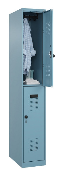 C+P Doppelstöckiger Spind Evolo PLUS, 2 Fächer, 1850x300x500mm, 0010/0010, Drehriegel, 049300-10 S10021