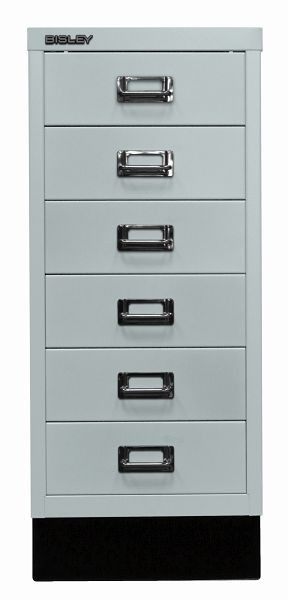 Bisley MultiDrawer, 29er Serie mit Sockel, DIN A4, 6 Schubladen, lichtgrau, L296S645
