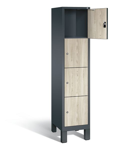 C+P Schließfachschrank Evolo, H1850xB420xT500mm, Farbe: Anthrazitgrau / Dekor Sen-Esche, 48010-124 S10130