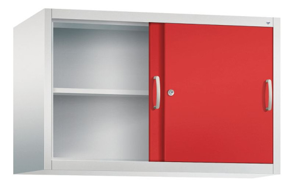 C+P Aufsatzschrank Acurado, H790xB1200xT500mm, Farbe: Lichtgrau / feuerrot, Bügelgriff, 2 OH, 2055-00 S10106