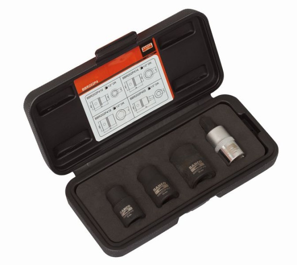 Bahco 1/2" 5kant Steckschlüssel- und Bit-Satz für Handbremsen, 4-teilig, BBR202P4