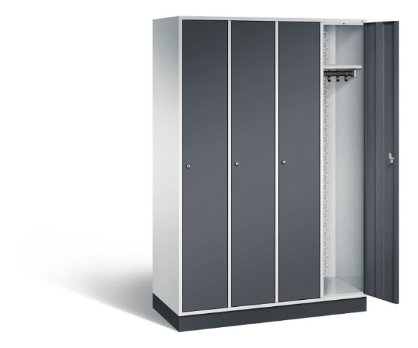 C+P Garderobenschrank Intro, H1950xB1220xT490mm, Farbe: Lichtgrau / Schwarzgrau, 8170-401 S10027