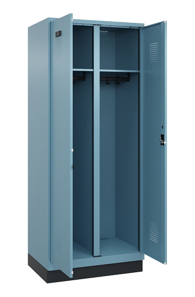 C+P Schwarz-Weiß-Spind Evolo PLUS, mit Sockel, 2 Abteile, 1950x800x500mm, 0010/0, Zylinderschloss, 049022-22 S10048