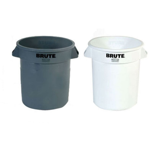 Stein HGS Abfallcontainer -BRUTE- Rubbermaid, 37,9 Liter, grau, mit Deckel, weiß, 12460-03