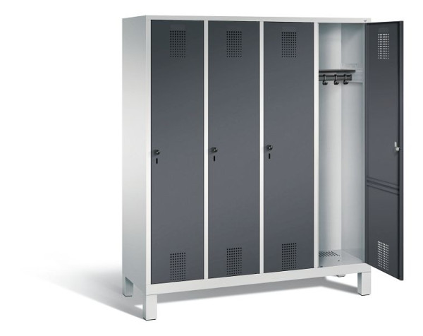 C+P Garderobenschrank Evolo, H1850xB1590xT500mm, Farbe: Lichtgrau / Schwarzgrau, 48010-42 S10044