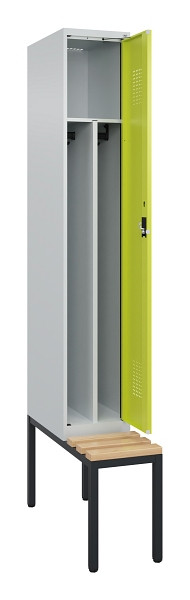 C+P Spind Evolo PLUS, 1 Abteile, 2120x300x815mm, 7035/0024, Haken 4, Zylinderschloss, Sitzfläche Buche-Hartholz, Sitzbank, 0490507-10F S10043