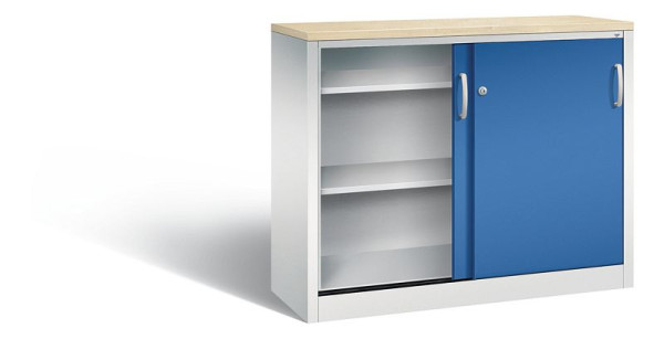 C+P Sideboard mit Schiebetüren Acurado, H1000xB1200xT400mm, Farbe: Lichtgrau / Enzianblau, Bügelgriff, 2046-00 S10270