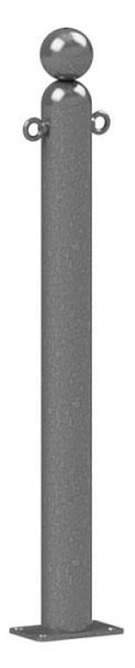 Schake Absperrstilpfosten Typ 478PB -ortsfest- zum Aufdübeln, Ø 76mm, mit Kugelkopf, beschichtet RAL 7016, mit 2 Ösen, 478PB+2