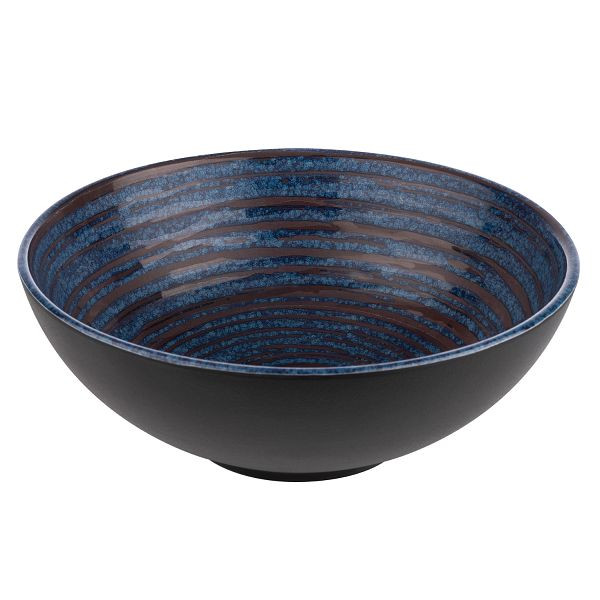 APS Schale -LOOPS-, Ø 24 x 9 cm, Melamin, innen: Dekor, dunkelblau, außen: dunkelgrau, 1,8 Liter, 85038