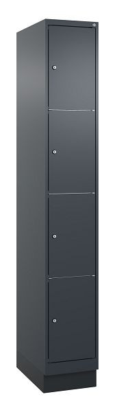 C+P Schließfachschrank Classic PLUS, Sockel, 1950x300x500mm, 7016/7016, mit 4 Fächern, 080020-104 S10015