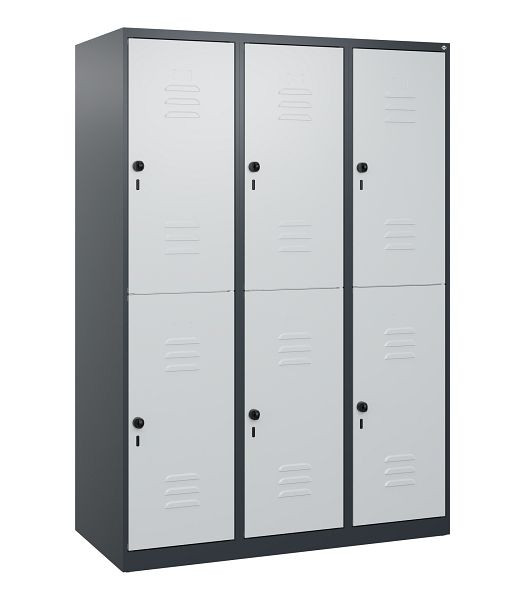 C+P Doppelstöckiger Spind Classic PLUS, 3 Abteile, 1700x1200x500mm, 7016/7035, Drehriegel, 0803007-32 S10011