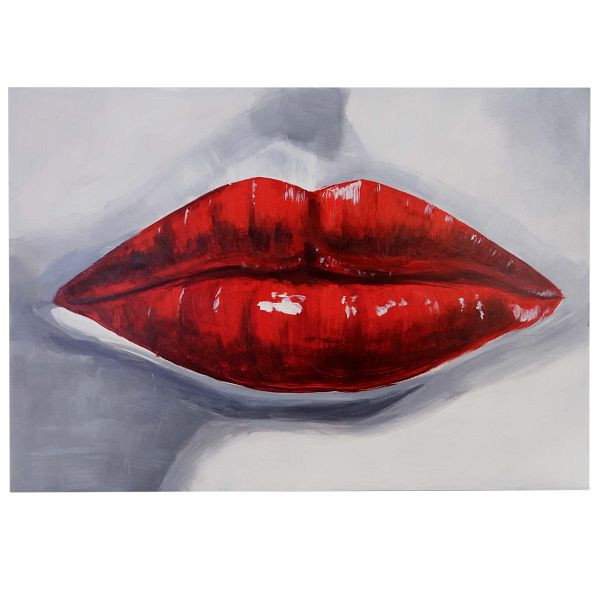 Mendler Ölgemälde Lippen, 100% handgemaltes Wandbild Gemälde XL, 120x85cm, 44755