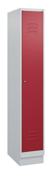 C+P Umkleidespind Classic PLUS mit Mitteltrennwand, Sockel, 1800x300x500mm, 7035/3003, Zylinderschloss, 0800207-10F S10016