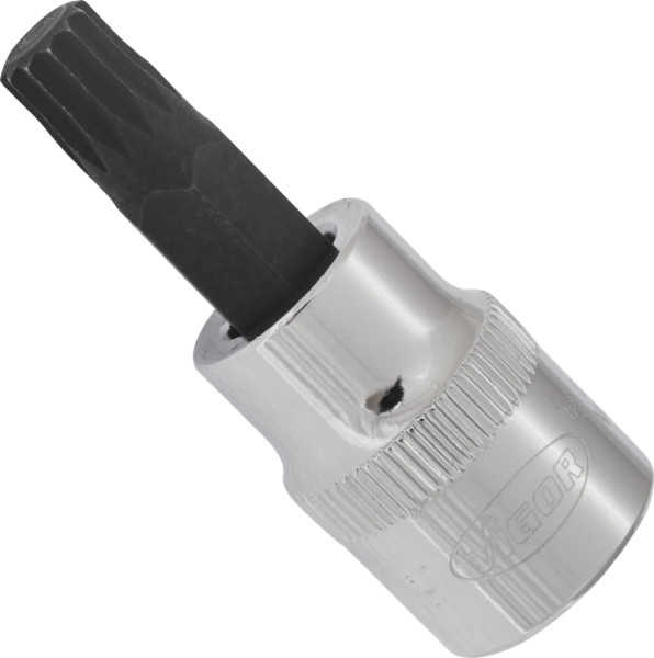 VIGOR Schraubendreher-Einsatz, Vierkant hohl 10 mm (3/8 Zoll), Innen Vielzahn Profil XZN, M8, Länge: 48 mm, für Handbetätigung, V6108