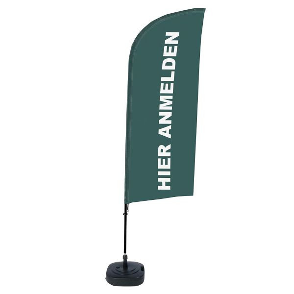 Showdown Displays Beachflag Alu Wind Komplett-Set Hier Anmelden Grau Deutsch ECO, BFAW310-WT21-I112ECO