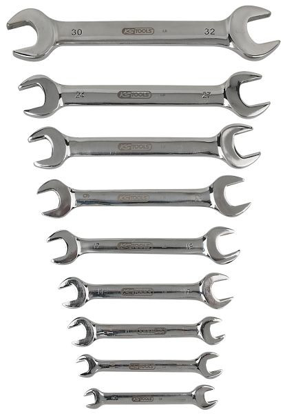 KS Tools Edelstahl Doppel-Maulschlüssel-Satz, 9-teilig, abgewinkelt, 964.2240