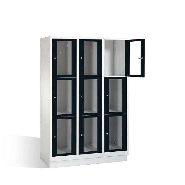 C+P Schließfachschrank Classic, H1800xB1200xT500mm, Farbe: Lichtgrau / Schwarzgrau, 8020A323 S10005