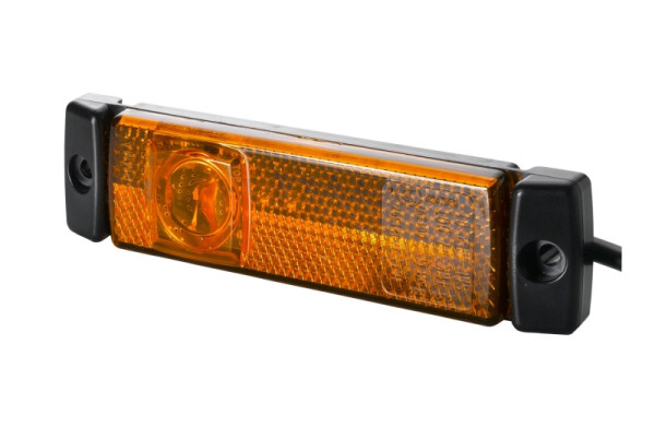 HELLA Seitenmarkierungsleuchte, LED, 24V, Anbau, gelb, LED-Lichtfarbe: gelb, 1500mm, offene Kabelenden, 2-polig, rechts/links, 16 mm, 2PS 008 645-991