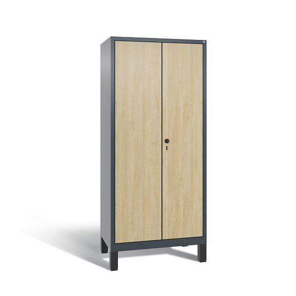 C+P Spind Evolo, 2 Abteile, H1850xB810xT500 mm, Anthrazit/HPL Eiche, 48012-22B S10058