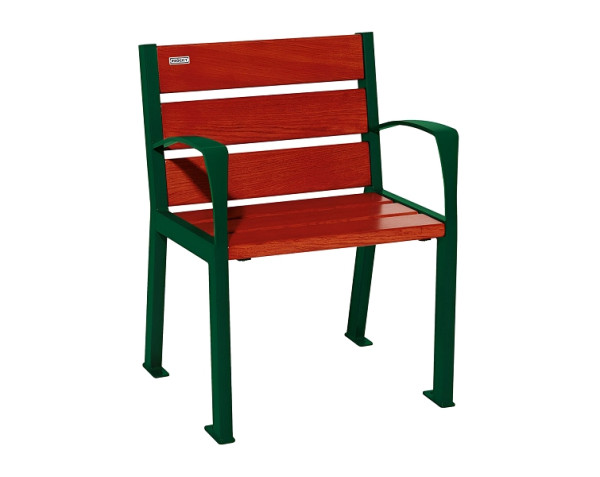 Procity Stuhl Silaos 6 Holzlatten, Mit Armlehne, Holz & Stahl, Mahagoni/RAL 6005, 209610.6005.ACAJ