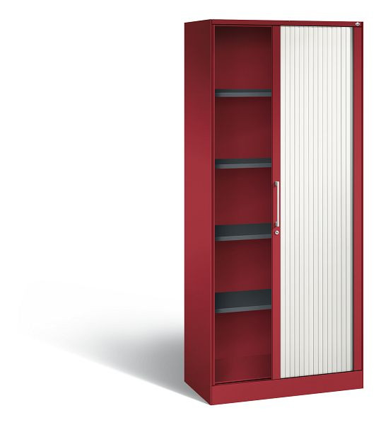 C+P Rollladenschrank Asisto, H1980xB800xT435mm, Farbe: Rubinrot / Verkehrsweiß, Bügelgriff, 5 OH, 143003-000 S10063