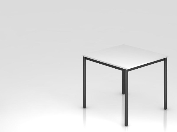 Hammerbacher Besprechungstisch Rundfuß 80x80 Weiß/Schwarz, Rechteckform, VDR08/W/D
